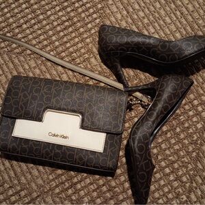 Calvin Klein Signature Brown and Cream Crossbody